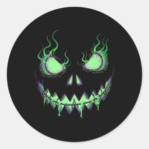 Sticker Rond Citrouille effrayant Jack-o'-lantern Enfants d'Hal