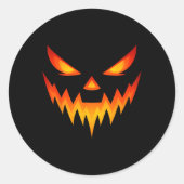Sticker Rond Citrouille effrayant Jack-o'-lantern Face Hallowee (Devant)