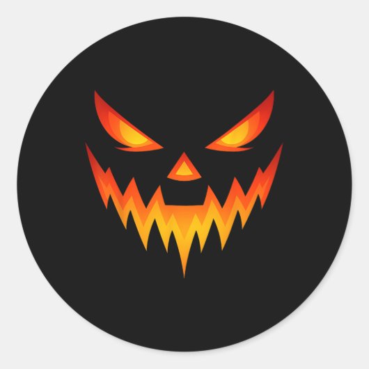 Sticker Rond Citrouille effrayant Jack-o'-lantern Face Hallowee (Devant)
