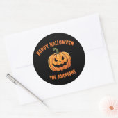 Sticker Rond Citrouille Éffrayant personnalisé Halloween heureu (Enveloppe)