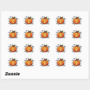 Sticker Rond Citrouille effrayante Jack O Lantern PNG Chauves