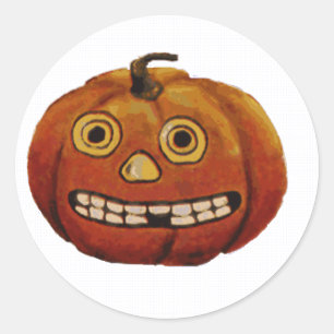 Sticker Rond Citrouille effrayé