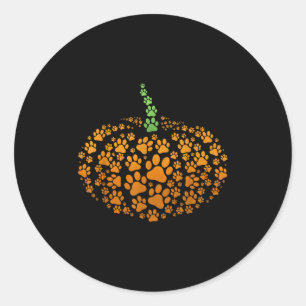 Sticker Rond Citrouille Empreinte de patte Halloween