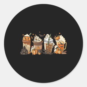 Sticker Rond Citrouille épice Latte automne automne Café Fantôm