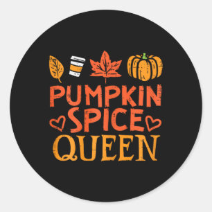 Sticker Rond Citrouille Épices Queen Fun Automne Automne Saison