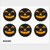 Sticker Rond Citrouille Face Orange Glow Effet Halloween (Feuille)