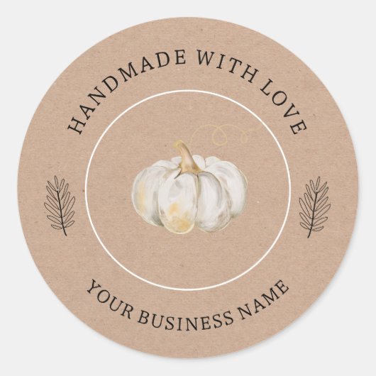 Sticker Rond Citrouille faite à la main avec amour (Devant)