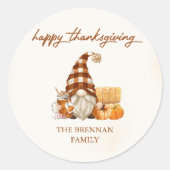 Sticker Rond Citrouille Fall Gnomes Thanksgiving (Devant)