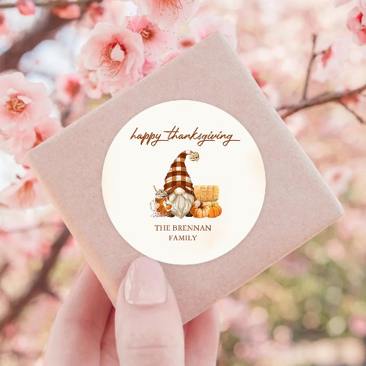 Sticker Rond Citrouille Fall Gnomes Thanksgiving