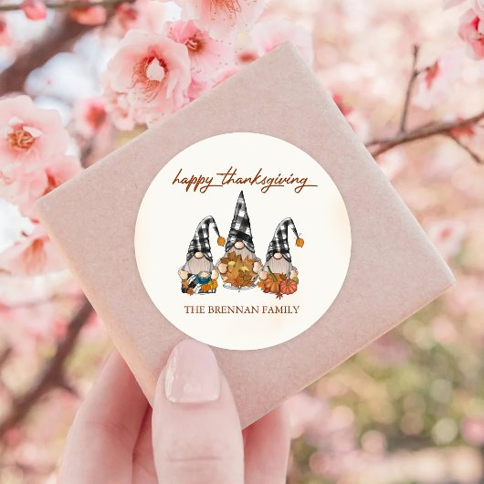 Sticker Rond Citrouille Fall Gnomes Thanksgiving