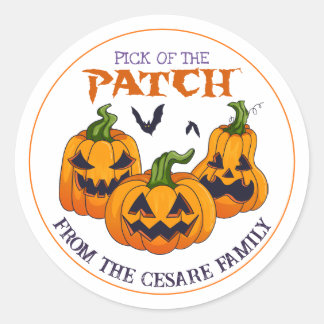 Sticker Rond Citrouille Fantôme de Famille d'Halloween JackoLan