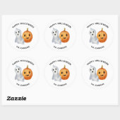Sticker Rond Citrouille fantôme Halloween Citrouille mignonne (Feuille)