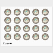 Sticker Rond Citrouille Floral Aqua (Feuille)