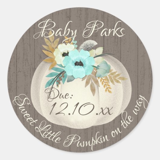 Sticker Rond Citrouille Floral Aqua (Devant)