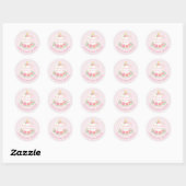 Sticker Rond Citrouille Floral Baby shower rose fille (Feuille)