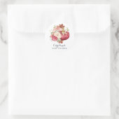Sticker Rond Citrouille floral Blush Marsala Baby shower (Sac)