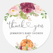 Sticker Rond Citrouille floral bordeaux automne (Devant)