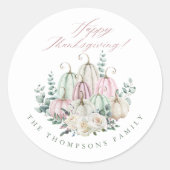 Sticker Rond Citrouille Florale d'Automne de Thanksgiving (Devant)