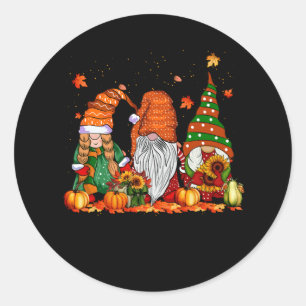Sticker Rond Citrouille Gnomes mignons Automne Saison Automne H
