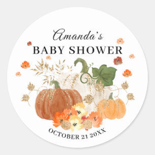 Sticker Rond Citrouille & Gold Halloween Thème Baby shower Favo