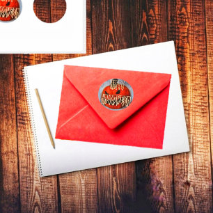 Sticker Rond Citrouille Grin