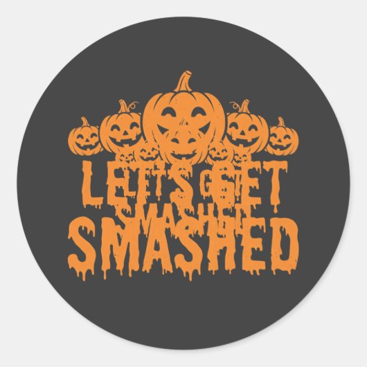 Sticker Rond Citrouille Halloween Déchaînons-Nous (Devant)