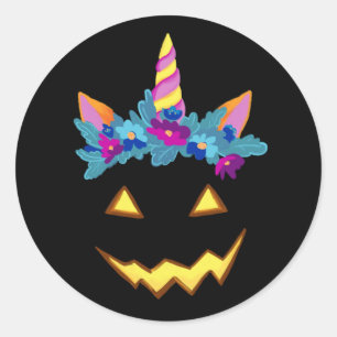 Sticker Rond Citrouille Halloween Funny Jack-o'-lantern