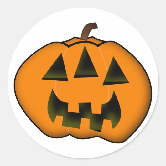 Sticker Rond Citrouille Halloween Jack-o'-Lanterne Avec 3 Yeux (Devant)