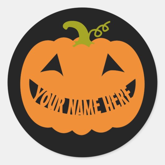 Sticker Rond Citrouille Halloween personnalisé (Devant)