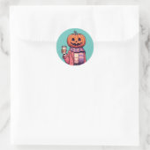 Sticker Rond Citrouille Head Café Automne Saison Chemise (Sac)
