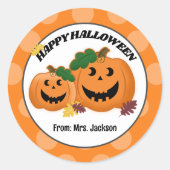 Sticker Rond Citrouille Jack O' Lantern Automne Halloween Favor (Devant)