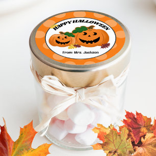 Sticker Rond Citrouille Jack O' Lantern Automne Halloween Favor