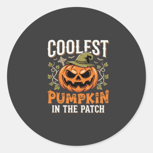 Sticker Rond Citrouille la plus cool du patch design Halloween (Devant)