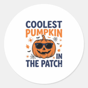 Sticker Rond Citrouille la plus cool du patch Halloween Shirt_1