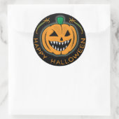 Sticker Rond Citrouille mal (Sac)