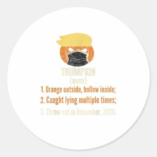Sticker Rond Citrouille masqué Trumpkin Funny Halloween Anti (Devant)