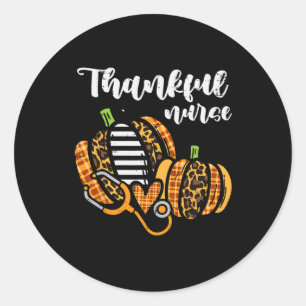 Sticker Rond Citrouille Merci Infirmière Thanksgiving Scrub Top
