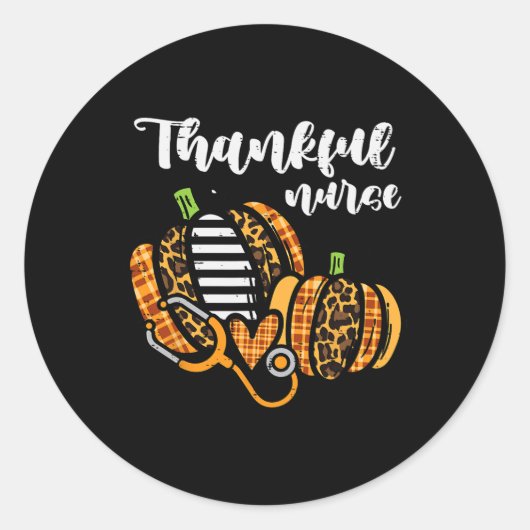Sticker Rond Citrouille Merci Infirmière Thanksgiving Scrub Top (Devant)
