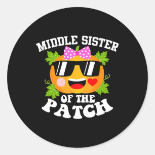 Sticker Rond Citrouille Middle Soeur Du Patch Funny Hallowee