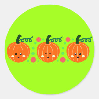 Sticker Rond Citrouille mignons