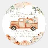 Sticker Rond Citrouille Moderne Minimaliste Automne Baby shower (Devant)