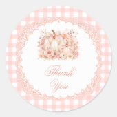 Sticker Rond Citrouille Nœud Gingham Merci (Devant)