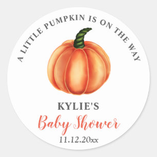 Sticker Rond Citrouille orange BABY SHOWER