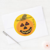 Sticker Rond Citrouille orange d'Halloween (Enveloppe)