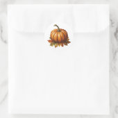 Sticker Rond Citrouille orange et feuilles d'automne (Sac)