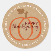 Sticker Rond Citrouille Orange Personnalisé Sur Faux Rustique B (Devant)