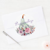 Sticker Rond Citrouille pastel automne floral rose turquoise (Enveloppe)