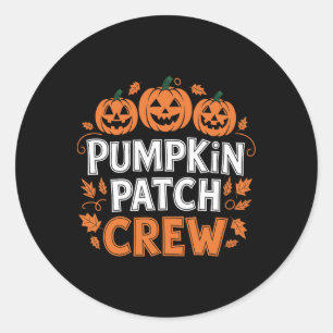 Sticker Rond Citrouille Patch Crew Funny Citrouille Patch Squad