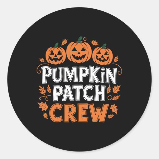 Sticker Rond Citrouille Patch Crew Funny Citrouille Patch Squad (Devant)