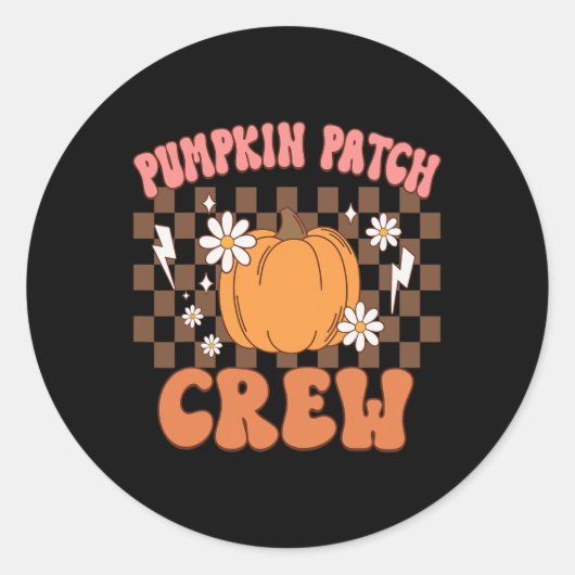 Sticker Rond Citrouille Patch Crew Funny Citrouille Patch Squad (Devant)